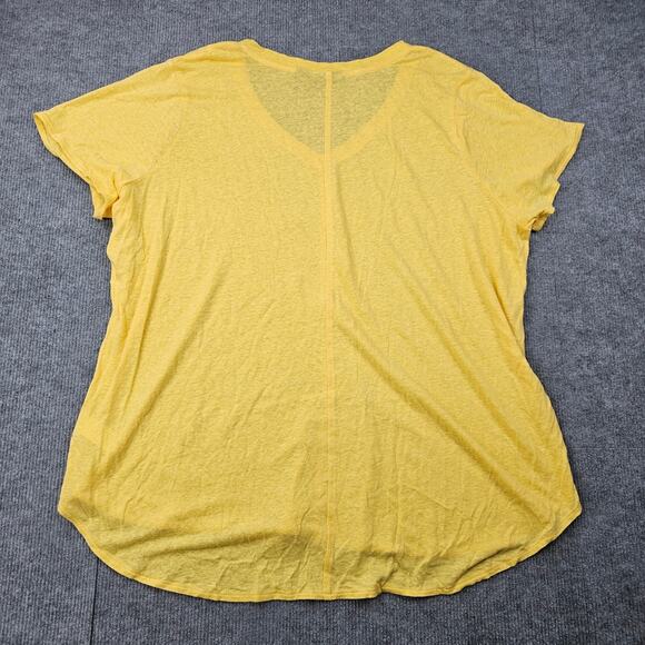 Tahari T Shirt Womens 2X Yellow Linen Casual Coastal Lightweight Minimal Top - Picture 2 of 6